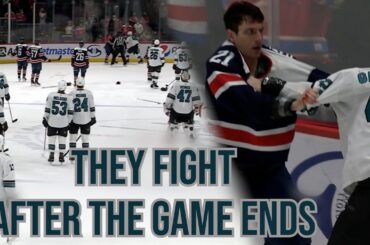 caps and sharks players fight after the game ends a breakdown youtube thumbnail