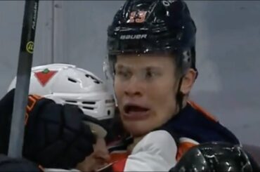collin white goes after puljujarvi after dadonov slams face into the ice a breakdown youtube thumbnail