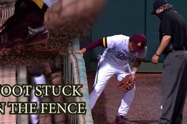 fielder gets his foot stuck in the fence a breakdown youtube thumbnail