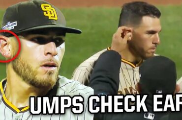 umpires check pitchers ears for a foreign substance a breakdown youtube thumbnail