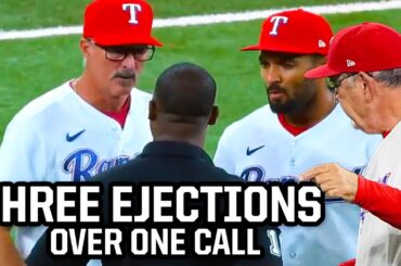 Umpire ejects three Rangers at same time a breakdown